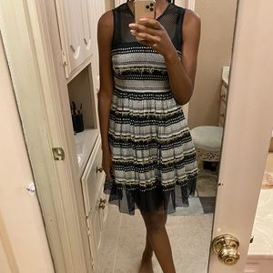 Black/White/Bone Tracy Reese Cocktail Dress